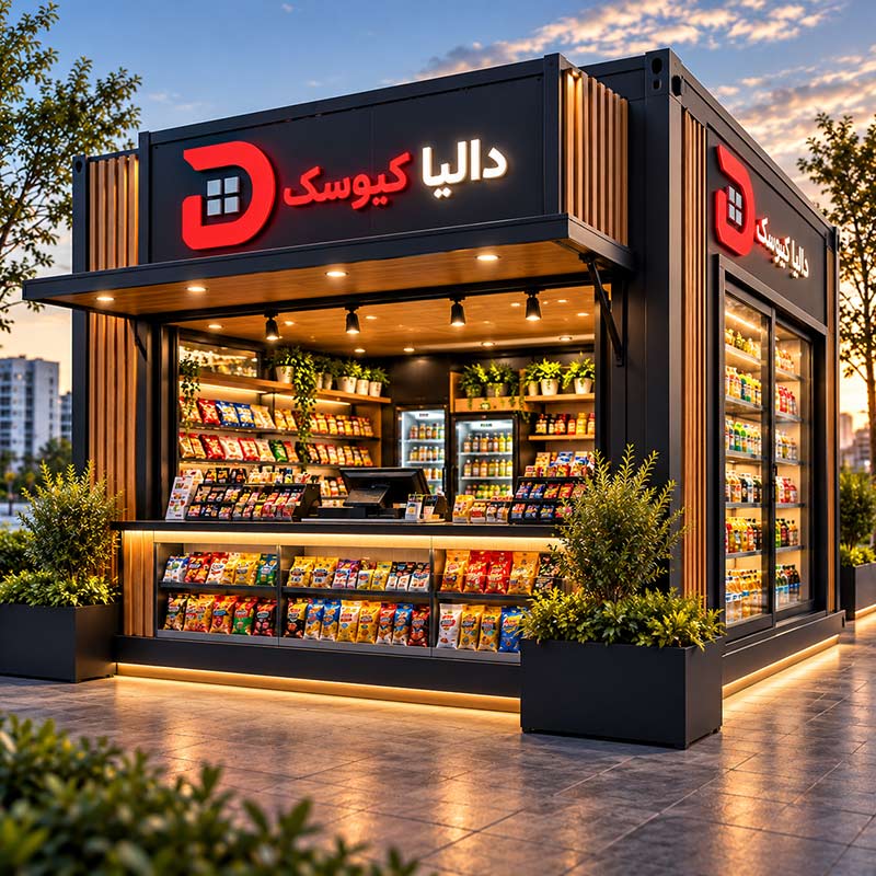 کانکس فروشگاهی مدرن با نمای شیشه‌ای